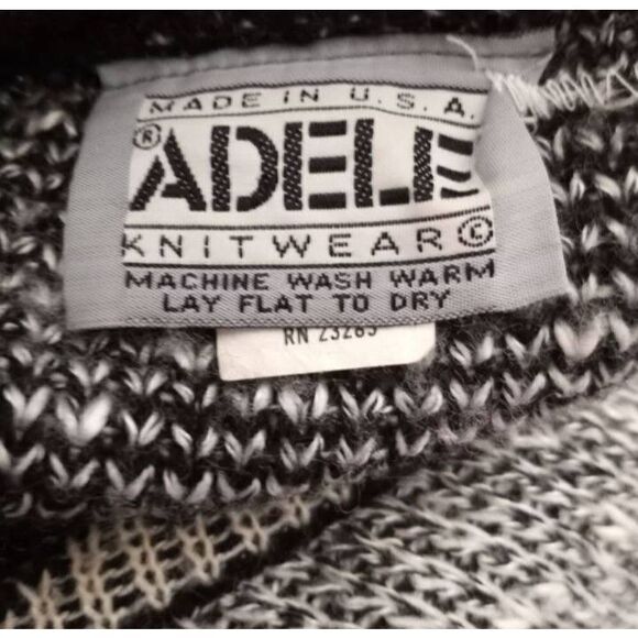 VINTAGE 1980'S ADELE BLUE & GRAY SWEATER SZ.S/M EUC. - Picture 4 of 5
